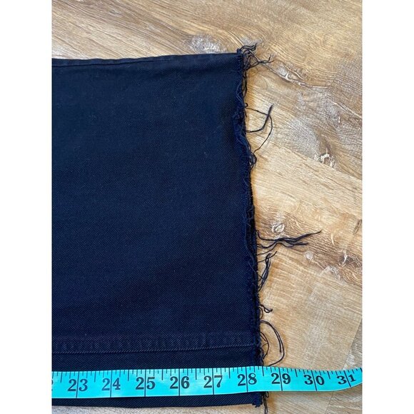 Gap 10/30R High Rise Wide Leg Black Denim Frayed Hem Jeans For Women - Picture 6 of 7